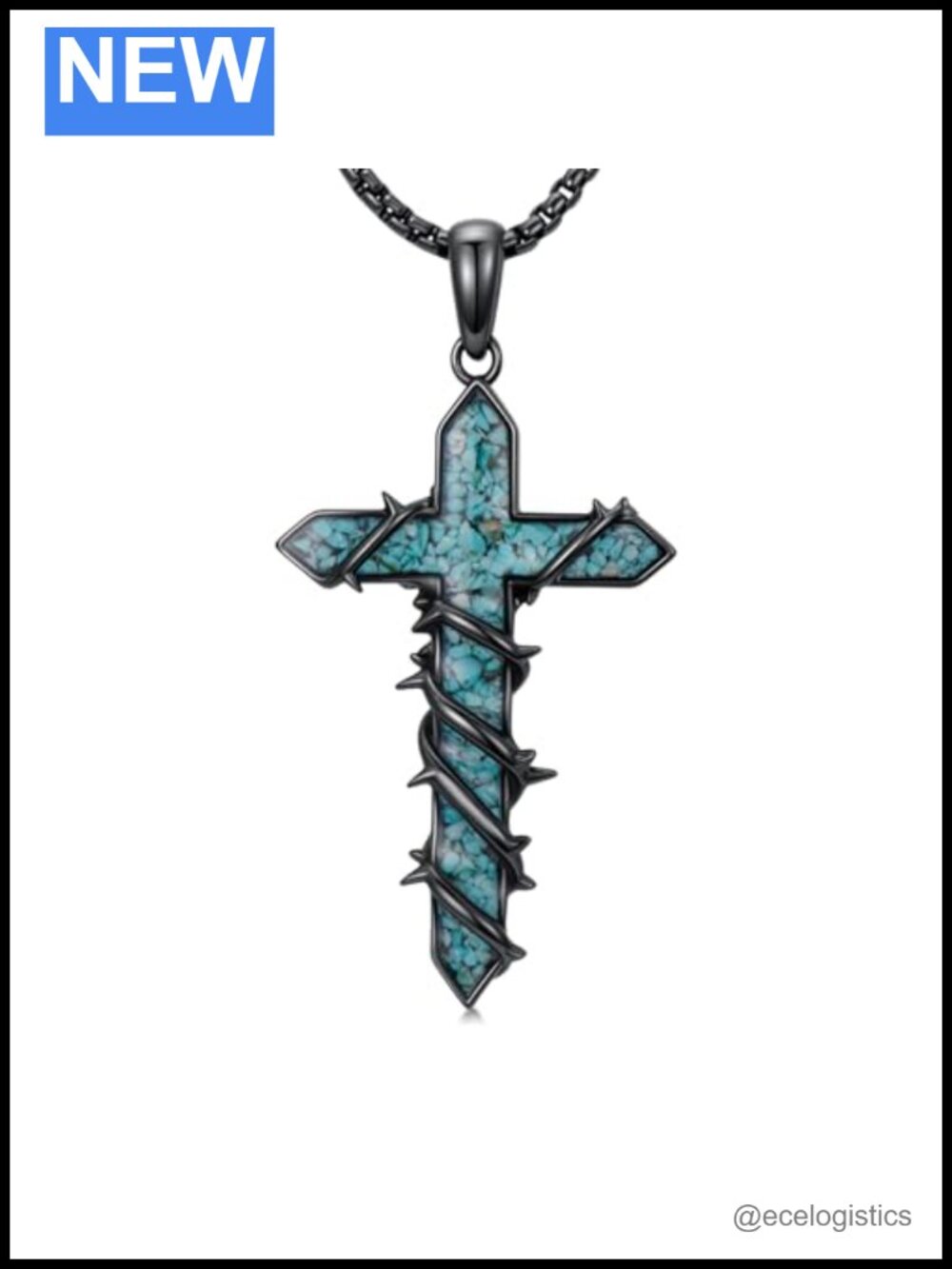 925 Sterling Silver Thorn Cross Pendant Necklace Religious Jewelry Gift